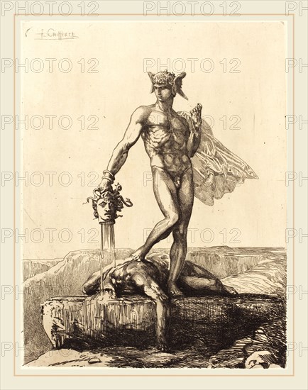 François-Nicolas Chifflart, Perseus, French, 1825-1901, 1865, etching with drypoint on laid paper