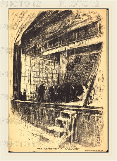 Edouard Vuillard, Une répétition Ã  L'Oeuvre, Program for L'Oasis, French, 1868-1940, 1903, lithograph in black on wove paper bound in theater program with blue paper cover