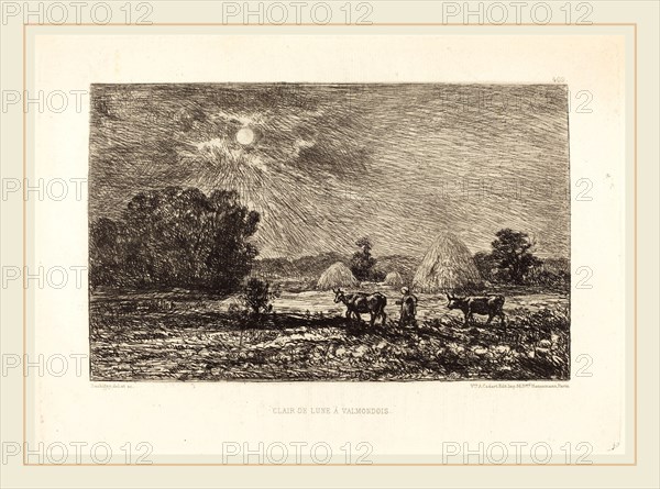 Charles-FranÃ§ois Daubigny (French, 1817-1878), Clair de lune Ã  Valmondois (Moonlight at Valmondois), etching on laid paper