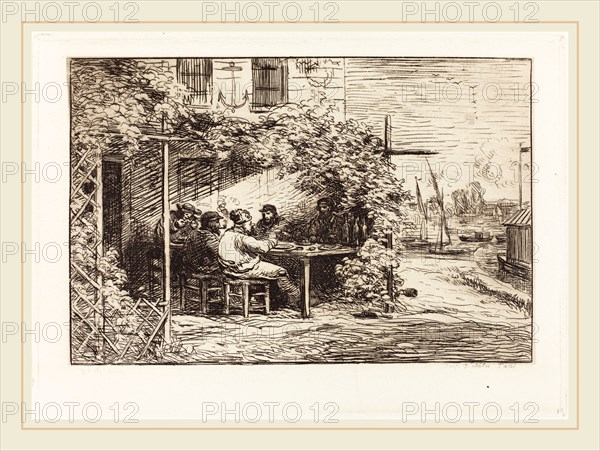 Charles-FranÃ§ois Daubigny (French, 1817-1878), Lunch on the Way to Asnieres (Le Dejeuner du depart a Asnieres), 1862, etching