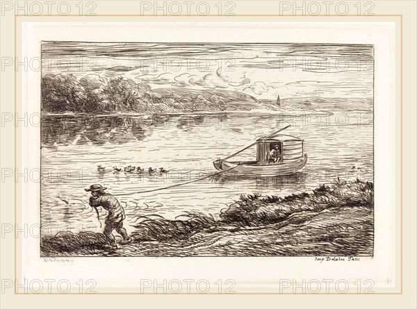 Charles-FranÃ§ois Daubigny (French, 1817-1878), Cabin Boy Pulling the Rope (Le Mousse tirant le cordeau), 1862, etching
