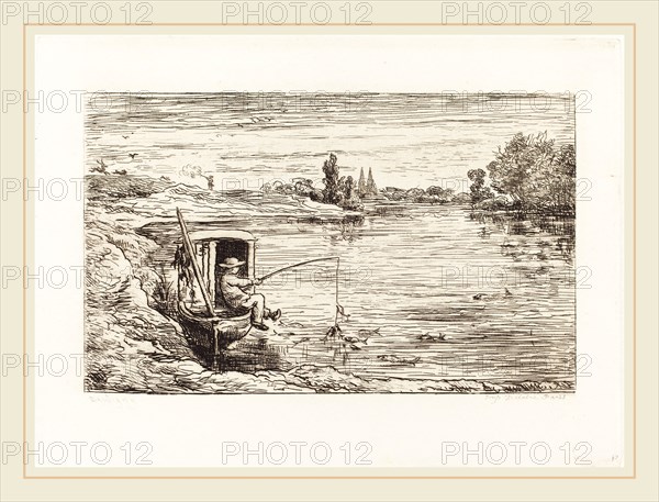 Charles-FranÃ§ois Daubigny (French, 1817-1878), Cabin Boy Fishing (Le Mousse a la peche), 1862, etching