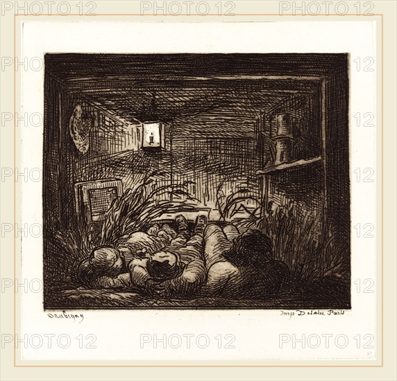Charles-FranÃ§ois Daubigny (French, 1817-1878), Asleep Aboard the Bottin (Coucher a bord du Bottin), 1862, etching
