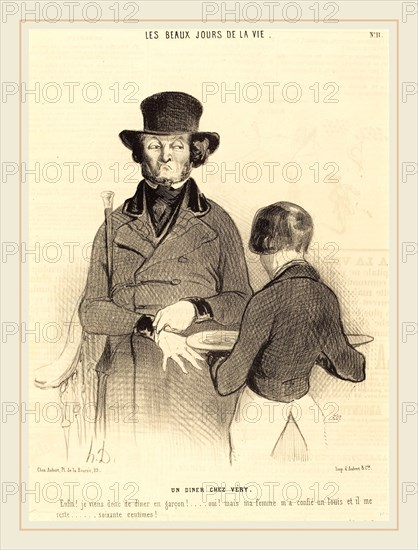 Honoré Daumier (French, 1808-1879), Un Diner chez Véry, 1844, lithograph on newsprint