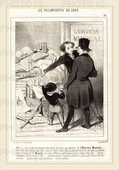 Honoré Daumier (French, 1808-1879), Monsieur voici ce que nous donnons en prime, 1845, lithograph