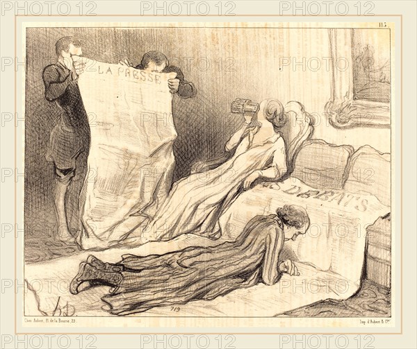 Honoré Daumier (French, 1808-1879), Abonnés recevant leur journal, 1845, lithograph