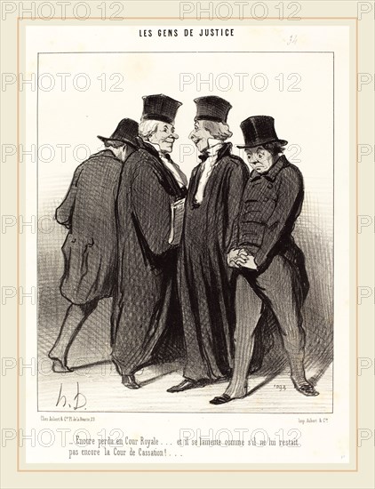 Honoré Daumier (French, 1808-1879), Encore perdu en Cour Royale et il se lamente, 1848, lithograph