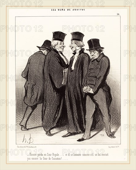 Honoré Daumier (French, 1808-1879), Encore perdu en Cour Royale et il se lamente, 1848, lithograph