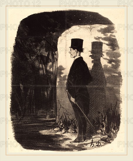 Honoré Daumier (French, 1808-1879), Il n'y a pas a dire, il faut que je traverse ce bois, 1845, lithograph