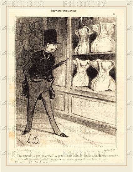 Honoré Daumier (French, 1808-1879), C'est unique! j'ai pris quatre tailles, 1840, lithograph on newsprint