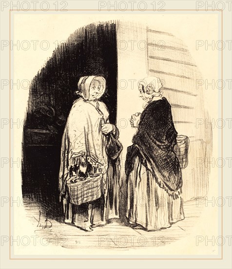 Honoré Daumier (French, 1808-1879), Oui, madame Chaboulard vingt-quatre épiciers [recto], 1850, lithograph
