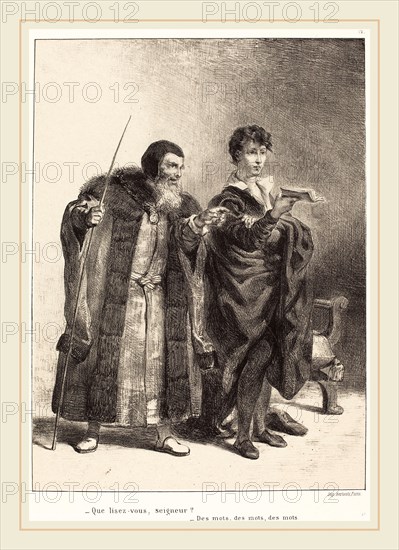 EugÃ¨ne Delacroix (French, 1798-1863), Polonius and Hamlet (Act II, Scene II), 1834-1843, lithograph