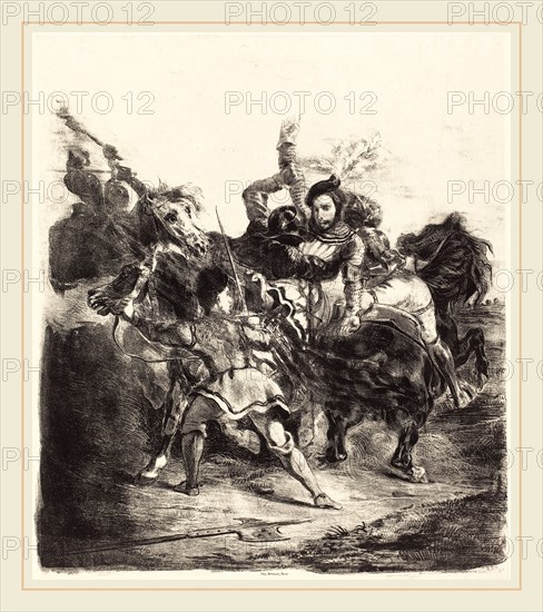 EugÃ¨ne Delacroix (French, 1798-1863), Weislingen Attacked by the Forces of Goetz (Weislingen attaqué par les gens de Goetz), 1836, lithograph