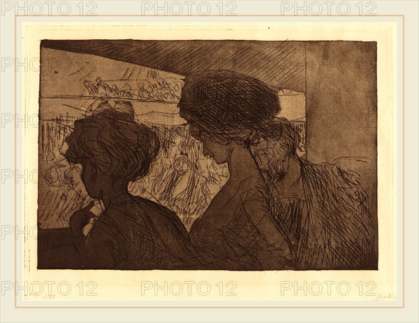 Jean-Louis Forain, Lower Box at the Theater, French, 1852-1931, 1909, etching (zinc)