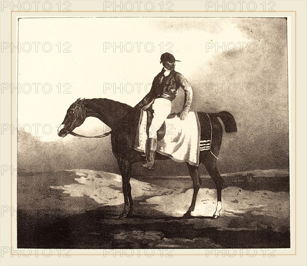 Louis-Pierre-Marie Courtin after Théodore Gericault (French, born 1788), British Horse and Jockey, 1822, lithograph on wove paper