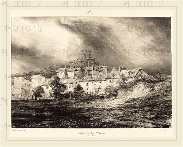 EugÃ¨ne Isabey (French, 1803-1886), ChÃ¢teau de Pont-Gibaud, lithograph