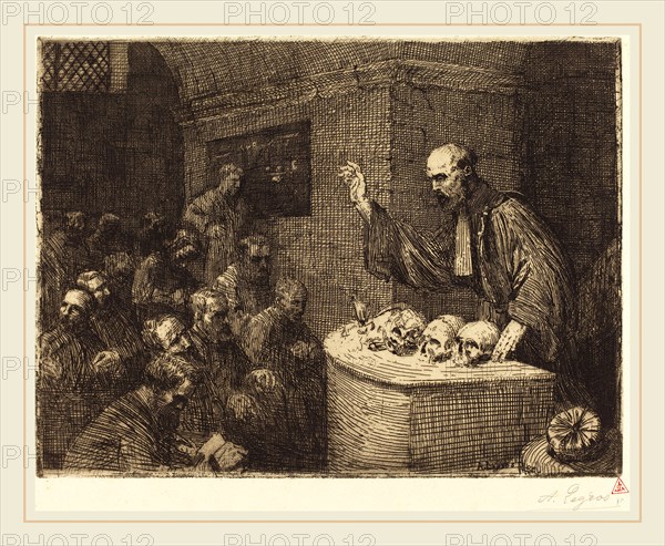 Alphonse Legros, Phrenology Course, 2nd plate (Le cours de phrenologie), French, 1837-1911, 1906, etching