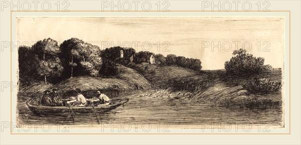 Alphonse Legros, Landscape with Boat, 1st plate  (Le paysage au bateau), French, 1837-1911, etching and drypoint
