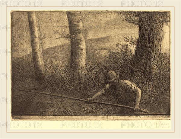 Alphonse Legros, Fisherman with a Hoop-net (La peche a la truble), French, 1837-1911, etching and aquatint?