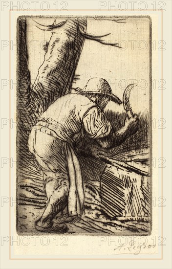 Alphonse Legros, Fagot-cutter (Le coupeur de fagots), French, 1837-1911, etching and drypoint