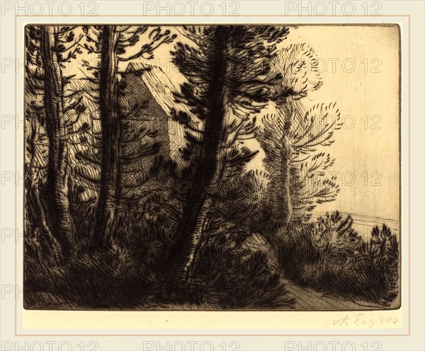 Alphonse Legros, Guardhouse (La maison du garde), French, 1837-1911, drypoint