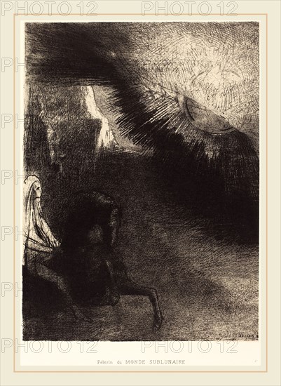 Odilon Redon (French, 1840-1916), Pélerin du monde sublunaire (Pilgrim of the sublunary world), 1891, lithograph