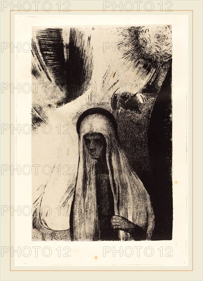 Odilon Redon (French, 1840-1916), La Vieille: Que Crains-tu? Un large trou Noir! Il est vide peut-etre? (What are you afraid of? A wide black hole! It is empty, perhaps!), 1896, lithograph