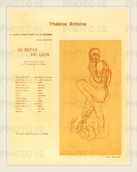 after Auguste Rodin, Le Repas du lion, 1897, collotype in red on wove paper