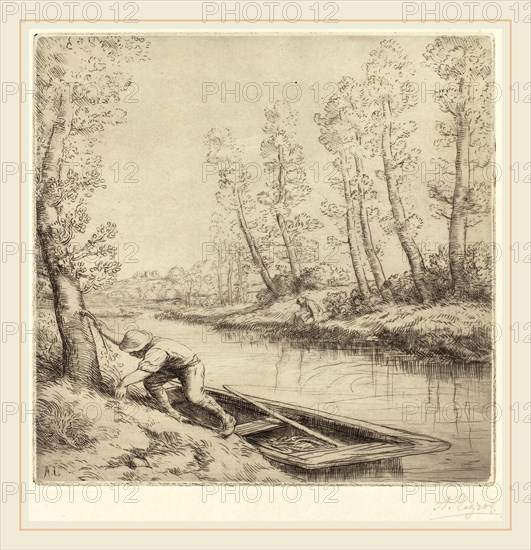 Alphonse Legros, Morning along the River (La matin sur la riviere), French, 1837-1911, etching and drypoint