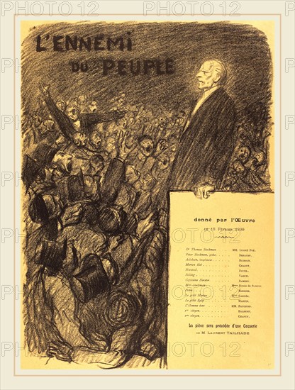 Théophile Alexandre Steinlen (Swiss, 1859-1923), L'Ennemi du peuple, 1899, lithograph in black on light brown wove paper