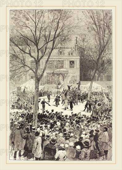 Daniel Vierge (Spanish, 1851-1904), Manifestation populaire du 27 Février pour fÃªter le 80 année de Victor Hugo, 1881, wood engraving