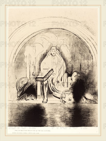 Odilon Redon (French, 1840-1916), Puis je vis, dans la main droite de celui quietait assis sur le trone, un livre ecritdedans et dehors, scelle de sept sceaux (And I saw in the right hand of him that sat on the throne a book written within and on the backside, sealed with seven seals), 1899, lithograph