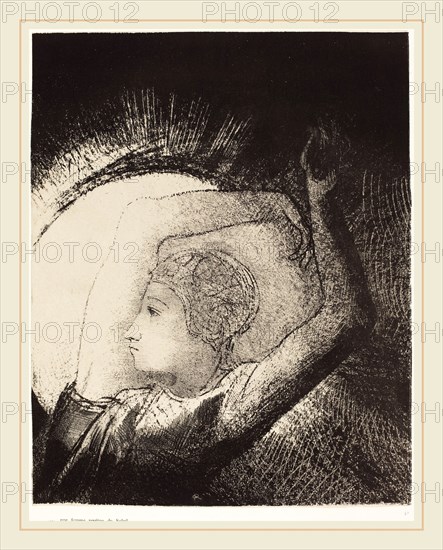 Odilon Redon (French, 1867-1939), Une femme revÃªtue du Soleil (A woman clothed with the sun), 1899, lithograph in black on chine collé