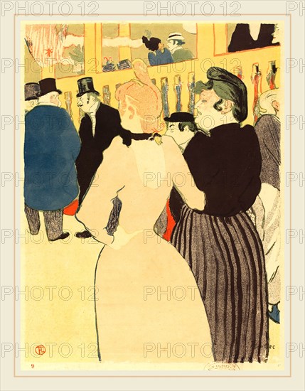 Henri de Toulouse-Lautrec (French, 1864-1901), At the Moulin Rouge, la Goulue and Her Sister (Au Moulin Rouge, la Goulue et sa soeur)), 1892, color lithograph