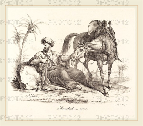 Carle Vernet (French, 1758-1836), A Mameluck Resting, lithograph