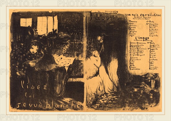 Edouard Vuillard (French, 1868-1940), Lisez la revue blanche;  Un nuit d'Avril Ceos, L'image, 1894, lithograph