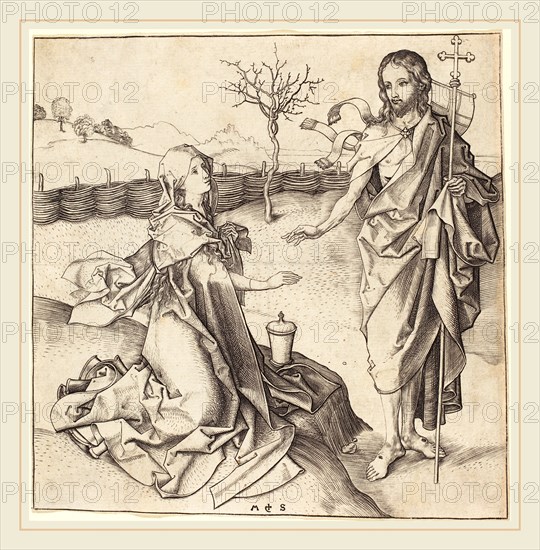 Martin Schongauer (German, c. 1450-1491), Christ Appearing to Mary Magdalene, c. 1480-1490, engraving