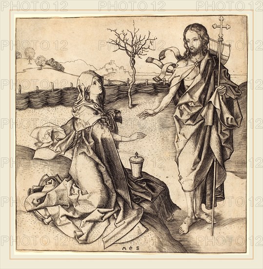 Martin Schongauer (German, c. 1450-1491), Christ Appearing to Mary Magdalene, c. 1480-1490, engraving on laid paper