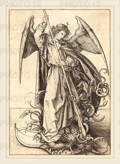 Martin Schongauer (German, c. 1450-1491), Saint Michael Slaying the Dragon, c. 1480-1490, engraving