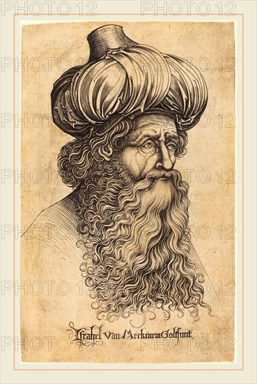 Israhel van Meckenem (German, c. 1445-1503), Head of an Aged Man, c. 1480-1490, engraving