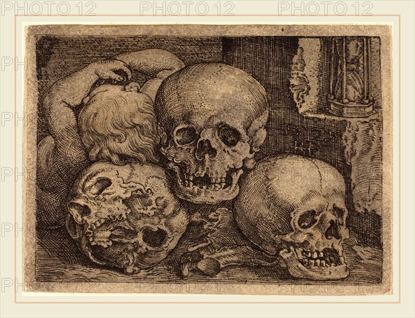 Barthel Beham (German, 1502-1540), Child with Three Skulls, 1529, engraving