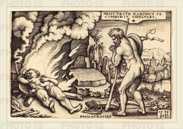 Sebald Beham (German, 1500-1550), Death of Hercules, 1542-1548, engraving