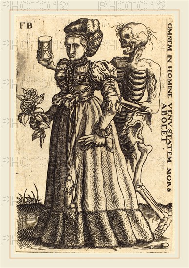 Franz Brun (German, active c. 1590), Woman and Death, engraving
