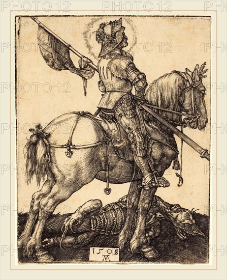 Albrecht DÃ¼rer (German, 1471-1528), Saint George on Horseback, 1508, engraving