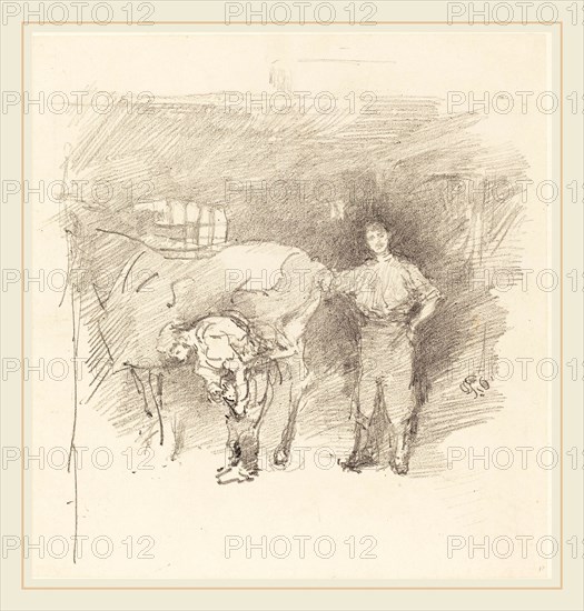 James McNeill Whistler (American, 1834-1903), The Farriers, 1888, lithograph on grayish ivory chine mounted on ivory plate paper
