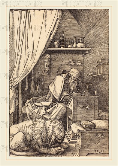 Albrecht DÃ¼rer (German, 1471-1528), Saint Jerome in His Cell, 1511, woodcut