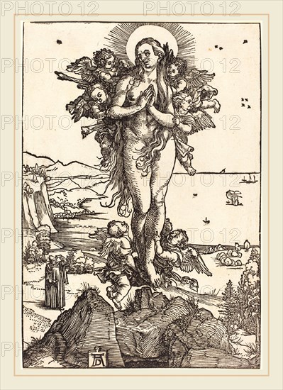 Albrecht Dürer (German, 1471-1528), The Elevation of Saint Mary Magdalene, c. 1504-1505, woodcut