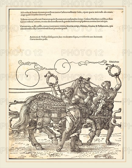 Albrecht DÃ¼rer (German, 1471-1528), The Triumphal Chariot of Maximilian I (The Great Triumphal Car) [plate 6 of 8], 1522, woodcut