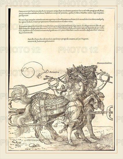 Albrecht DÃ¼rer (German, 1471-1528), The Triumphal Chariot of Maximilian I (The Great Triumphal Car) [plate 7 of 8], 1522, woodcut