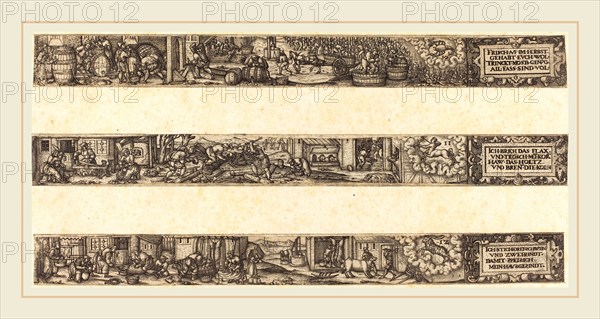 Franz Brun (German, active c. 1590), Three Months, 1584, engraving